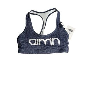 Aim'n Logo Womens Sport Bra Blue‎ And White Size Small